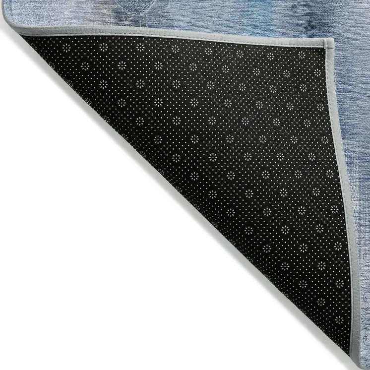 3' X 5' Blue Washable Non Skid Indoor Outdoor Area Rug