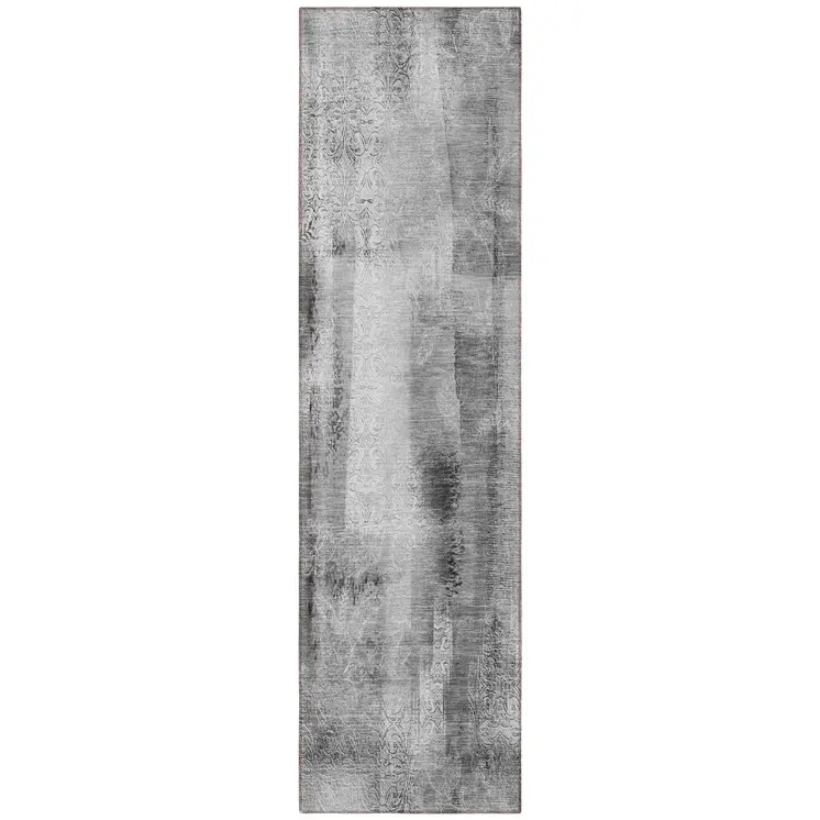 8' Runner Gray Washable Non Skid Indoor Outdoor Runner Rug