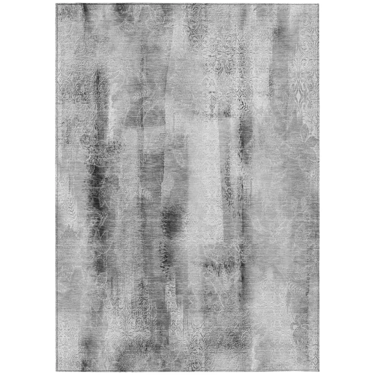 5' X 8' Gray Washable Non Skid Indoor Outdoor Area Rug