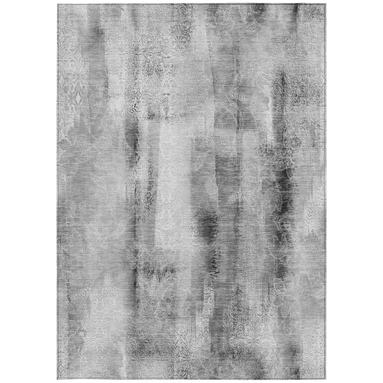 8' X 10' Gray Washable Non Skid Indoor Outdoor Area Rug