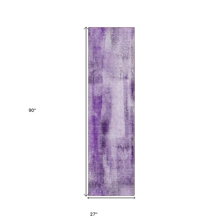 8' Runner Purple Washable Non Skid Indoor Outdoor Runner Rug