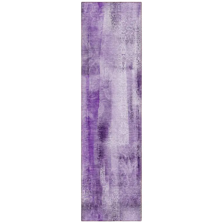 8' Runner Purple Washable Non Skid Indoor Outdoor Runner Rug