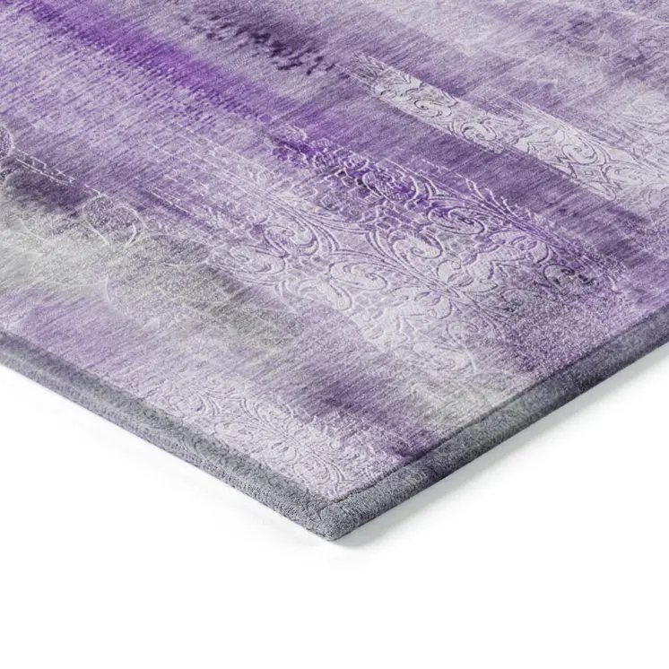 8' Runner Purple Washable Non Skid Indoor Outdoor Runner Rug