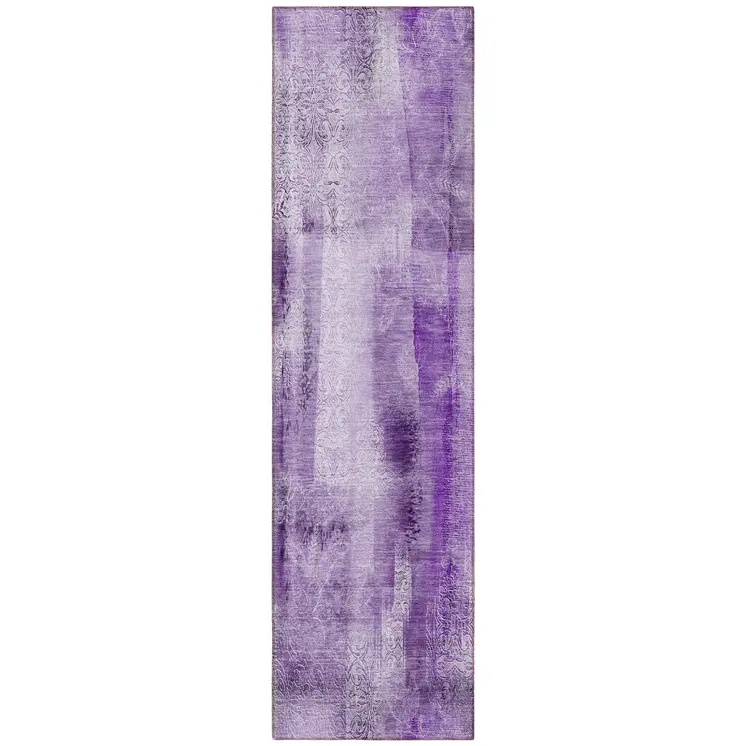 8' Runner Purple Washable Non Skid Indoor Outdoor Runner Rug