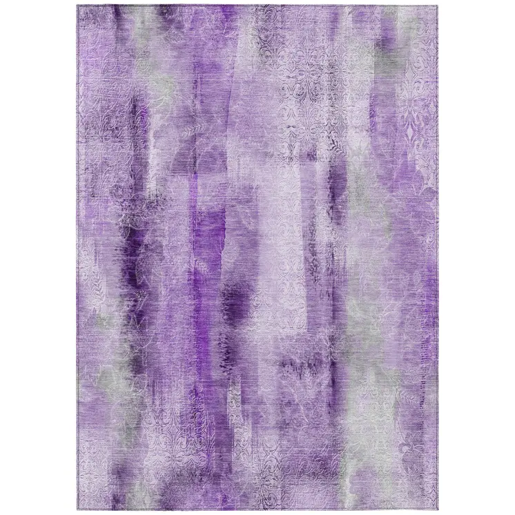 3' X 5' Purple Washable Non Skid Indoor Outdoor Area Rug