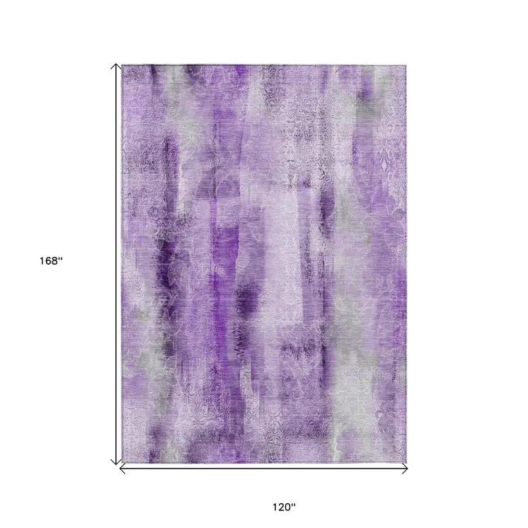 10' X 14' Purple Washable Non Skid Indoor Outdoor Area Rug