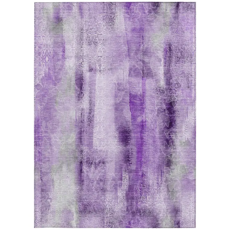 10' X 14' Purple Washable Non Skid Indoor Outdoor Area Rug