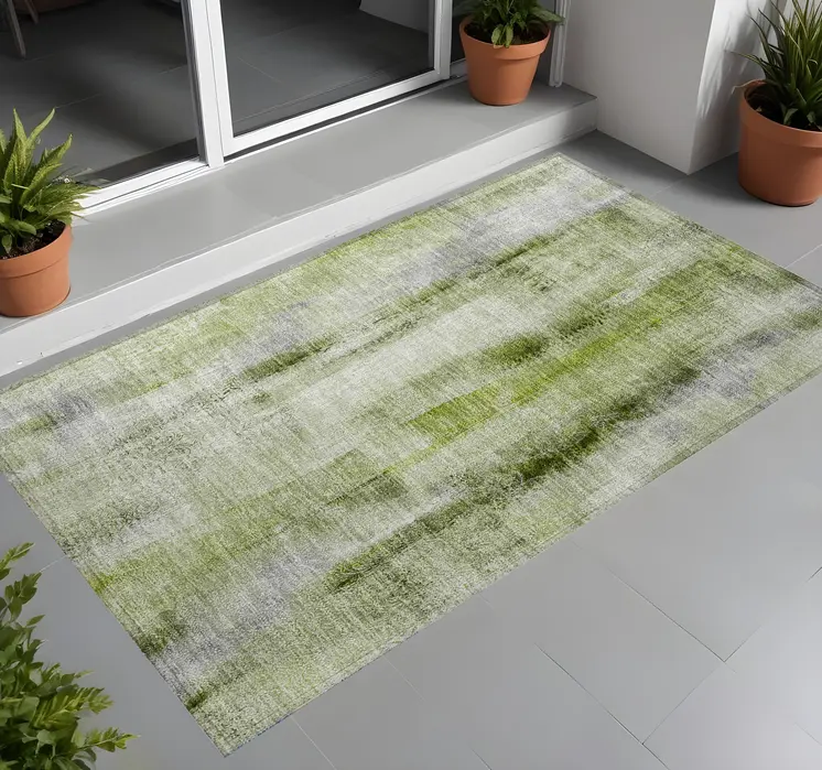 2' X 3' Sage Washable Non Skid Indoor Outdoor Area Rug
