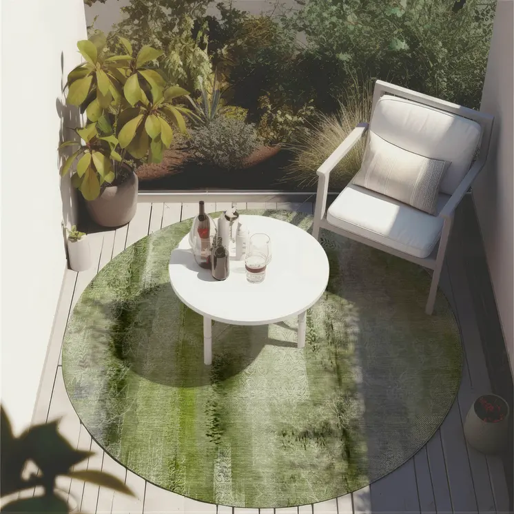 8' Round Sage Round Washable Non Skid Indoor Outdoor Area Rug