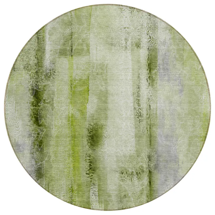 8' Round Sage Round Washable Non Skid Indoor Outdoor Area Rug