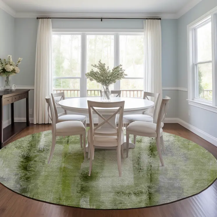 8' Round Sage Round Washable Non Skid Indoor Outdoor Area Rug