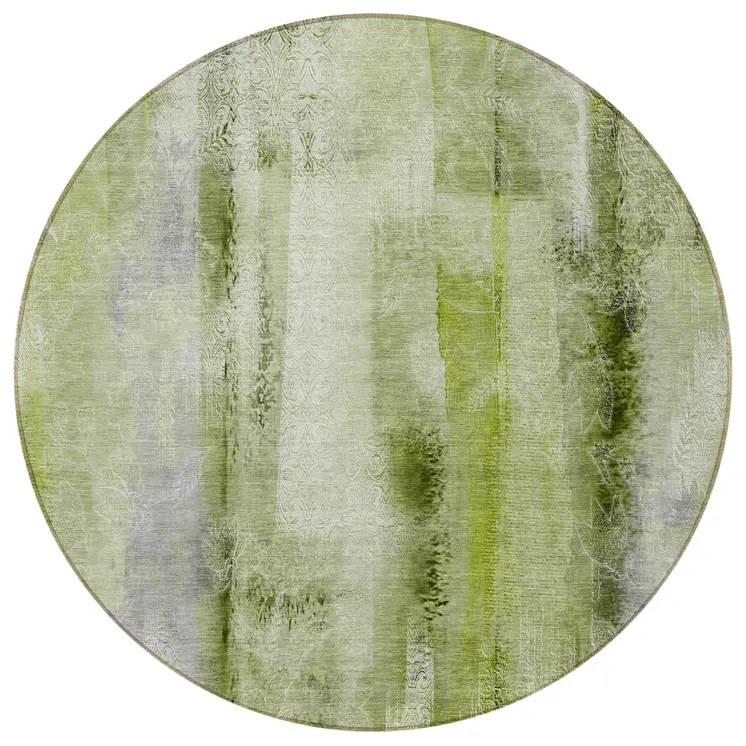 8' Round Sage Round Washable Non Skid Indoor Outdoor Area Rug