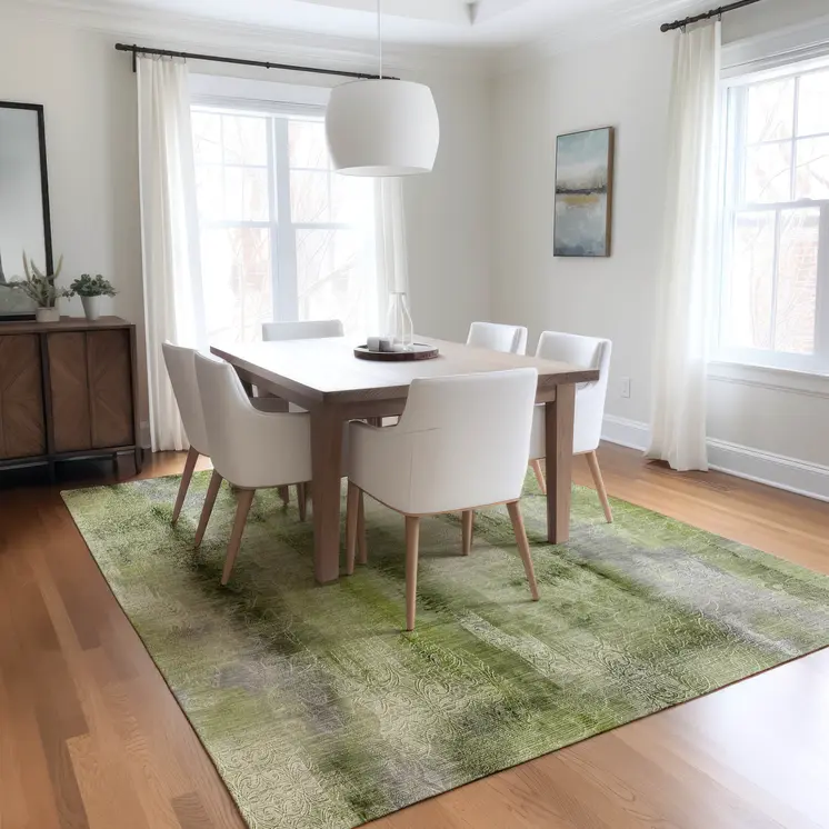 8' X 10' Sage Washable Non Skid Indoor Outdoor Area Rug