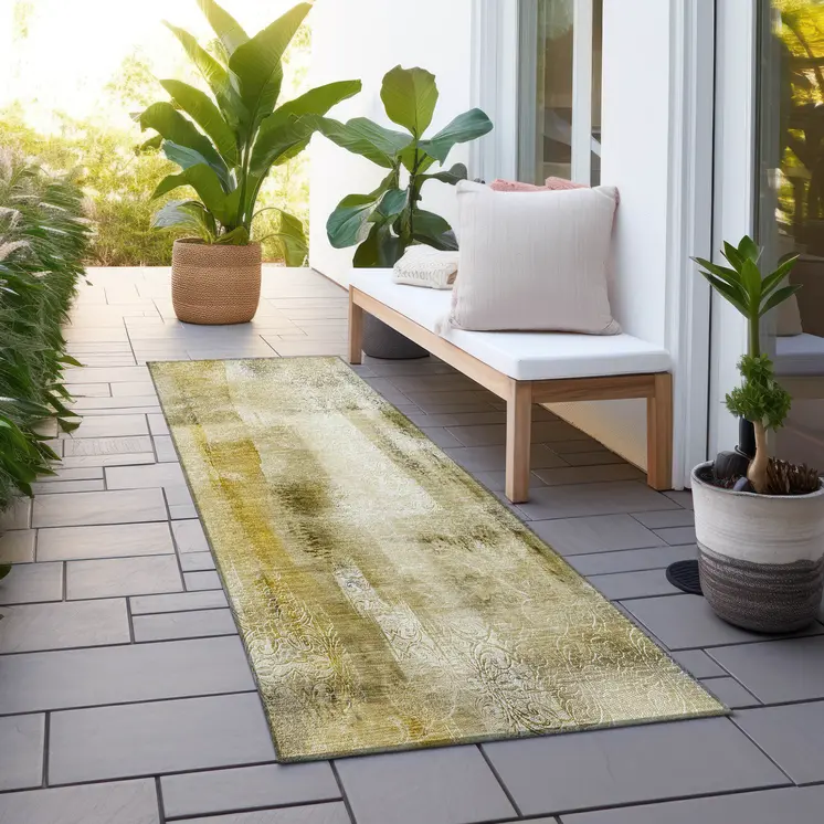 8' Runner Taupe Washable Non Skid Indoor Outdoor Runner Rug