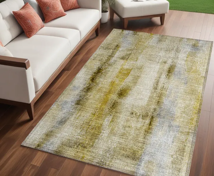 5' X 8' Taupe Washable Non Skid Indoor Outdoor Area Rug