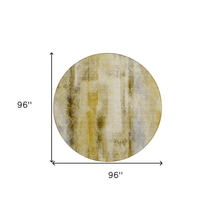 8' Round Taupe Round Washable Non Skid Indoor Outdoor Area Rug
