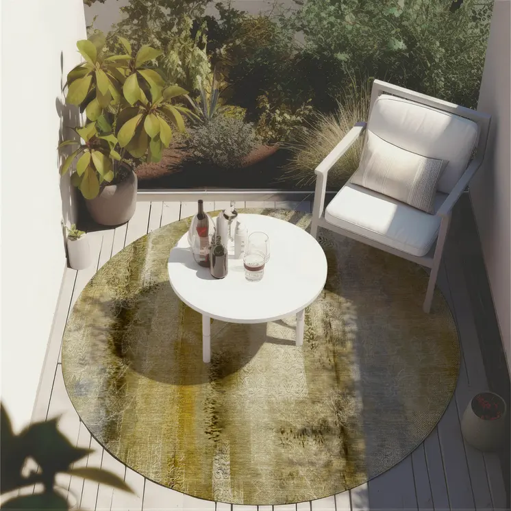 8' Round Taupe Round Washable Non Skid Indoor Outdoor Area Rug