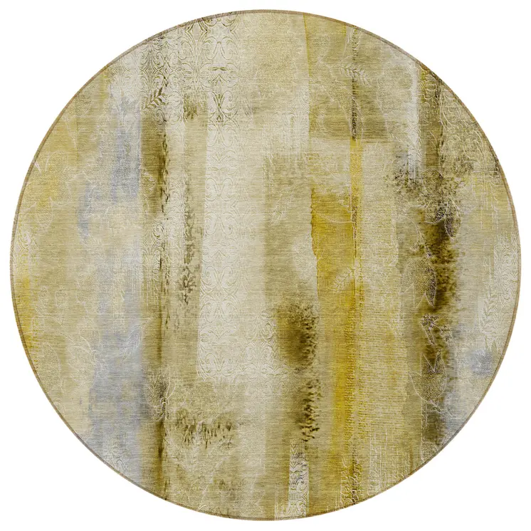 8' Round Taupe Round Washable Non Skid Indoor Outdoor Area Rug