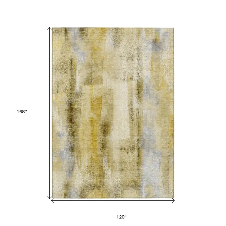 10' X 14' Taupe Washable Non Skid Indoor Outdoor Area Rug