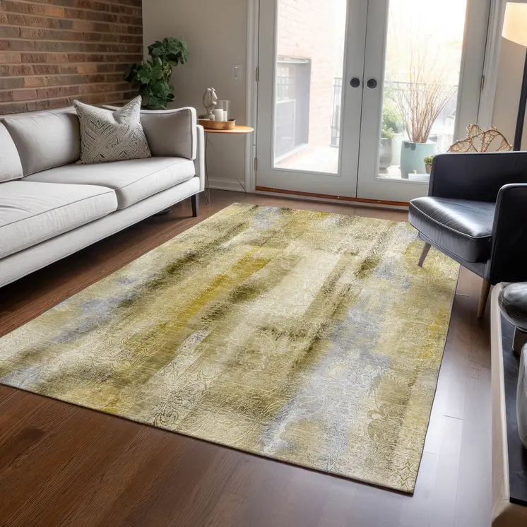 10' X 14' Taupe Washable Non Skid Indoor Outdoor Area Rug