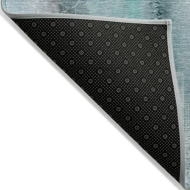 3' X 5' Teal Washable Non Skid Indoor Outdoor Area Rug