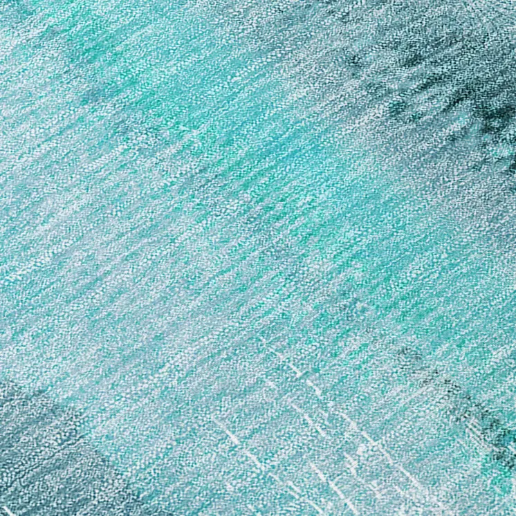 8' Round Teal Round Washable Non Skid Indoor Outdoor Area Rug