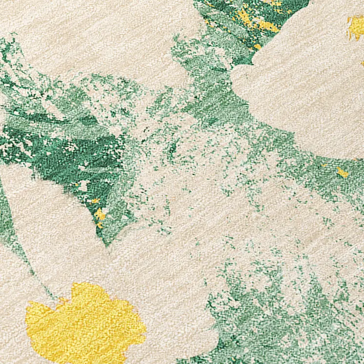 3' X 5' Green Floral Washable Non Skid Indoor Outdoor Area Rug