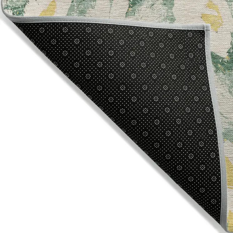 8' Round Green Round Floral Washable Non Skid Indoor Outdoor Area Rug