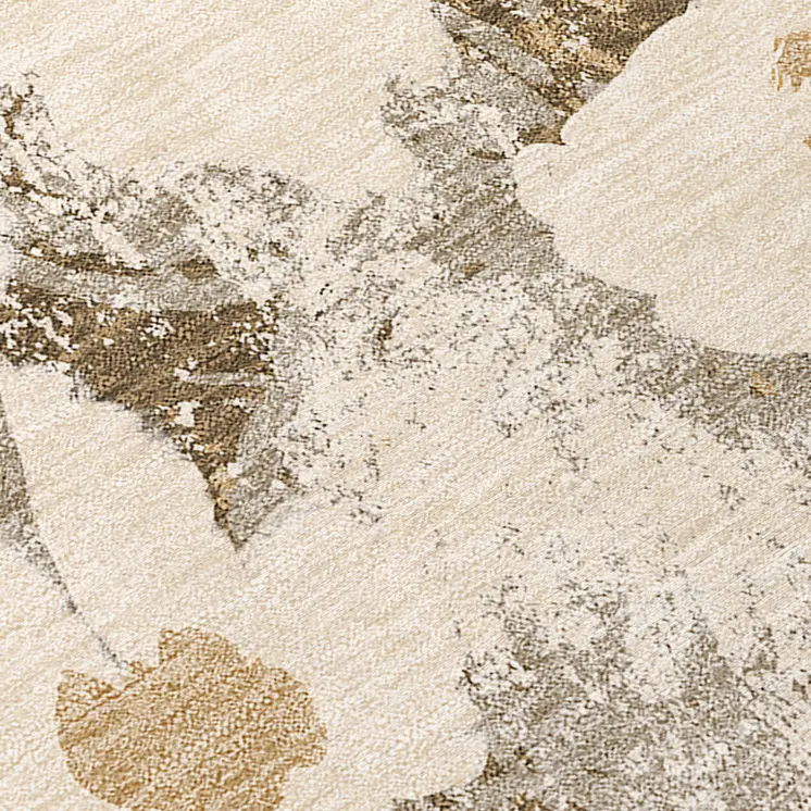 10' X 14' Khaki Floral Washable Non Skid Indoor Outdoor Area Rug