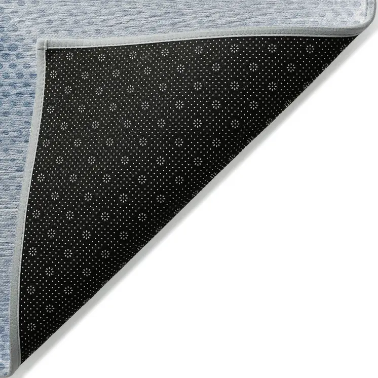 2' X 3' Blue Geometric Washable Non Skid Indoor Outdoor Area Rug