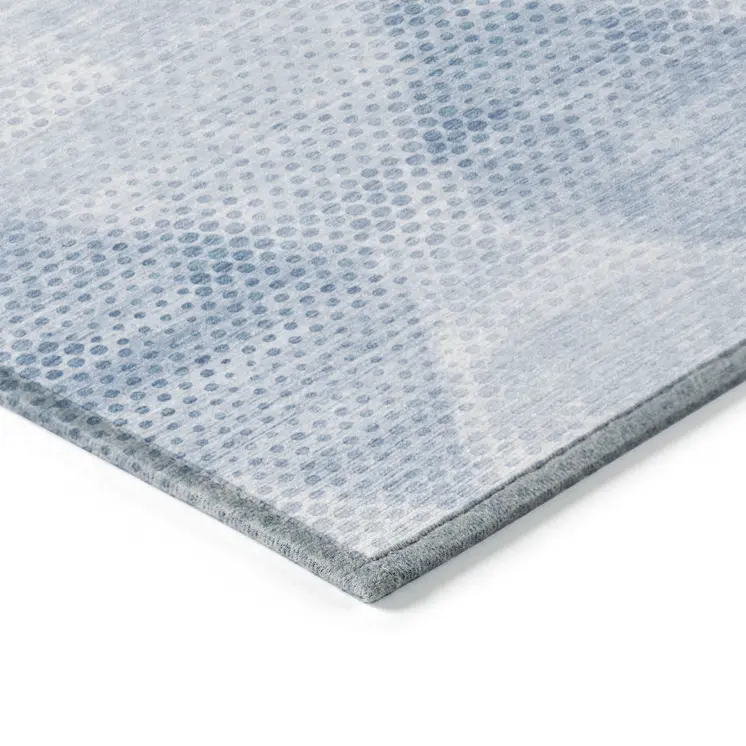 5' X 8' Blue Geometric Washable Non Skid Indoor Outdoor Area Rug