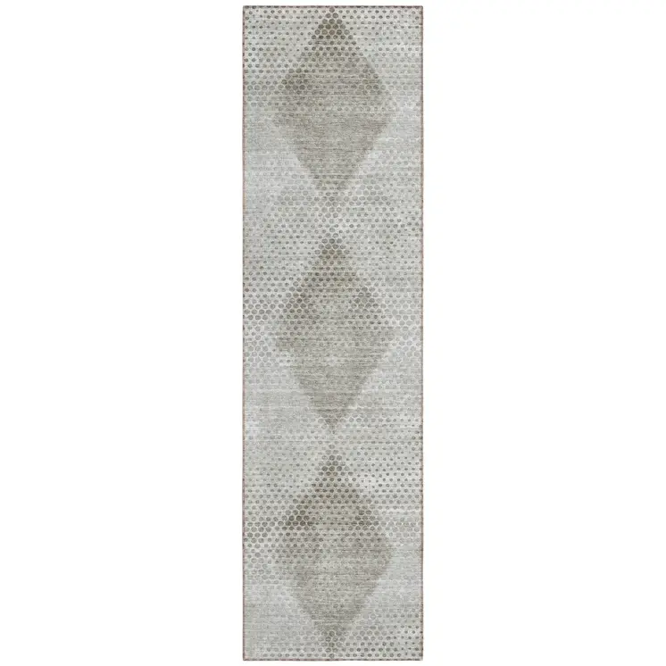 8' Runner Gray Geometric Washable Non Skid Indoor Outdoor Runner Rug