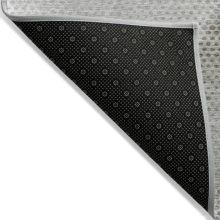 8' Runner Gray Geometric Washable Non Skid Indoor Outdoor Runner Rug