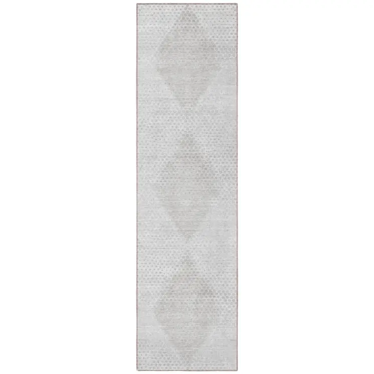 8' Runner Ivory Geometric Washable Non Skid Indoor Outdoor Runner Rug