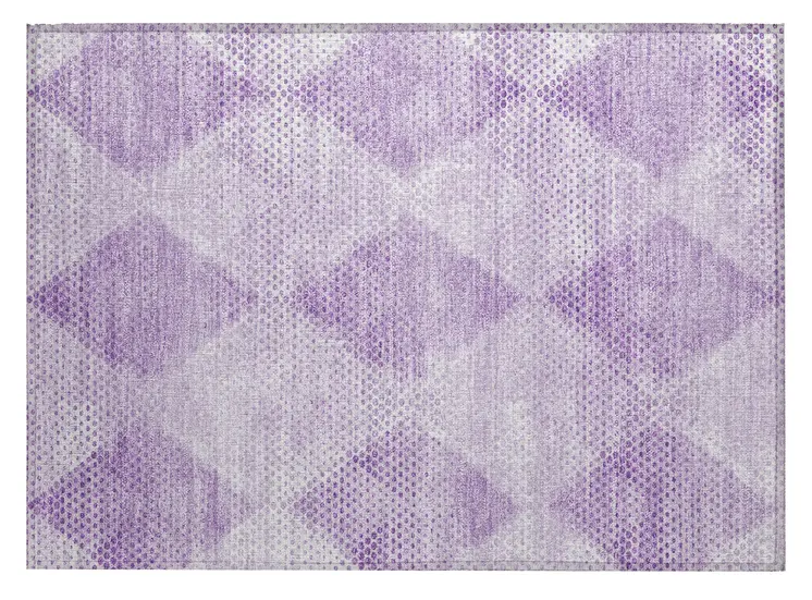 2' X 3' Lavender Geometric Washable Non Skid Indoor Outdoor Area Rug