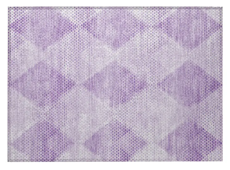 2' X 3' Lavender Geometric Washable Non Skid Indoor Outdoor Area Rug
