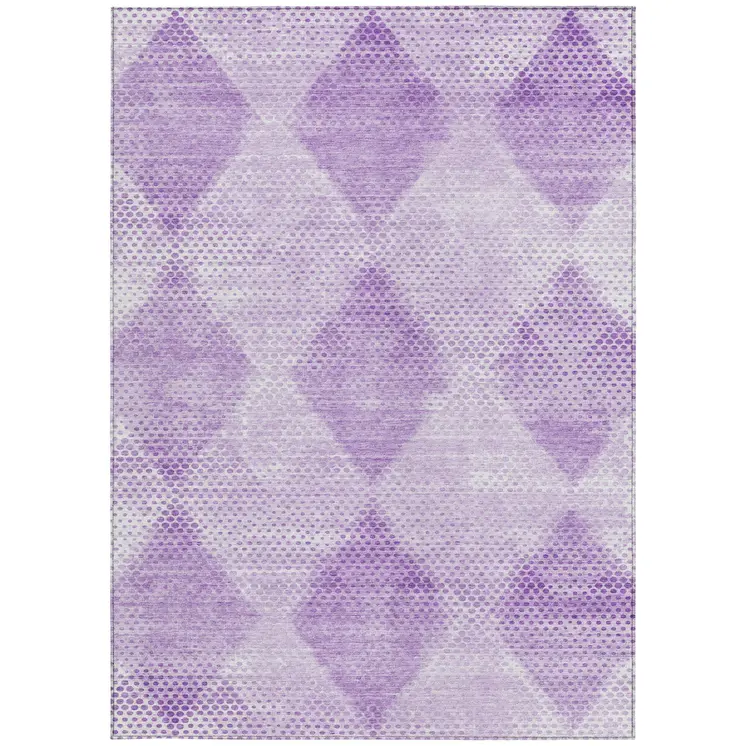 8' X 10' Lavender Geometric Washable Non Skid Indoor Outdoor Area Rug