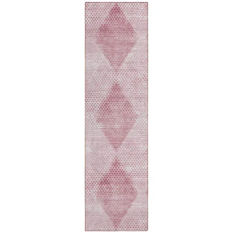 8' Runner Merlot Geometric Washable Non Skid Indoor Outdoor Runner Rug
