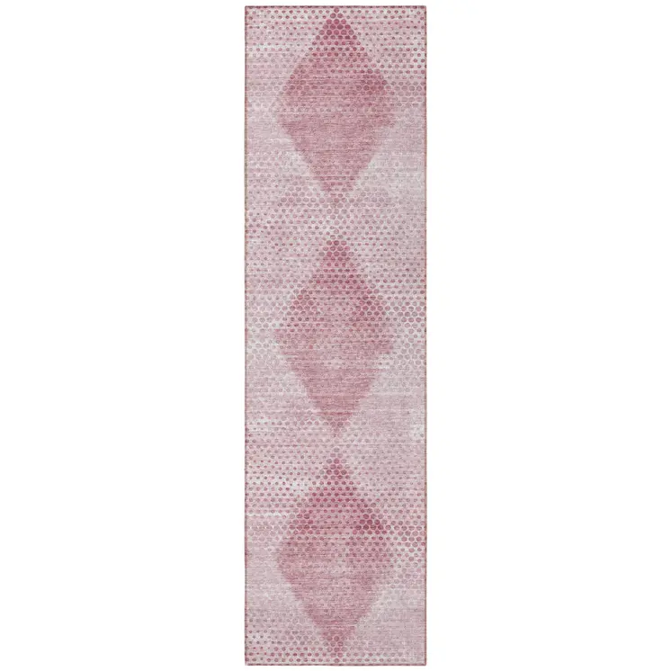 8' Runner Merlot Geometric Washable Non Skid Indoor Outdoor Runner Rug