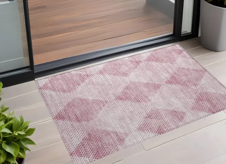 3' X 5' Merlot Geometric Washable Non Skid Indoor Outdoor Area Rug