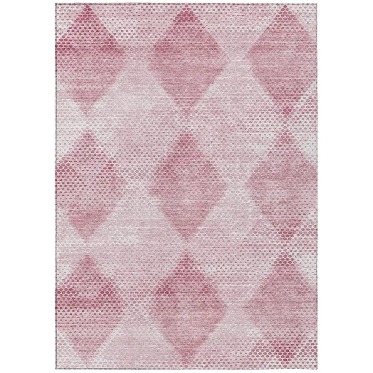 5' X 8' Merlot Geometric Washable Non Skid Indoor Outdoor Area Rug