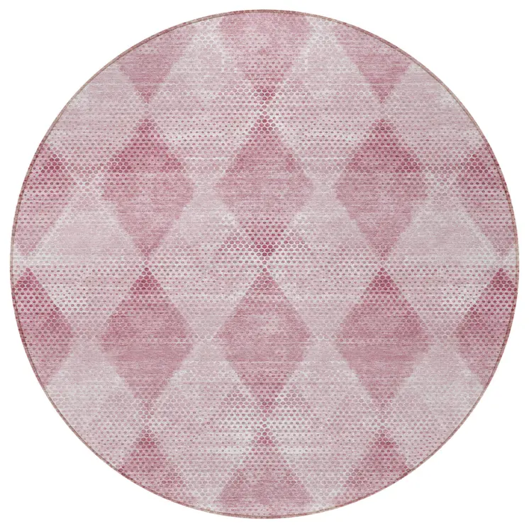 8' Round Merlot Round Geometric Washable Non Skid Indoor Outdoor Area Rug