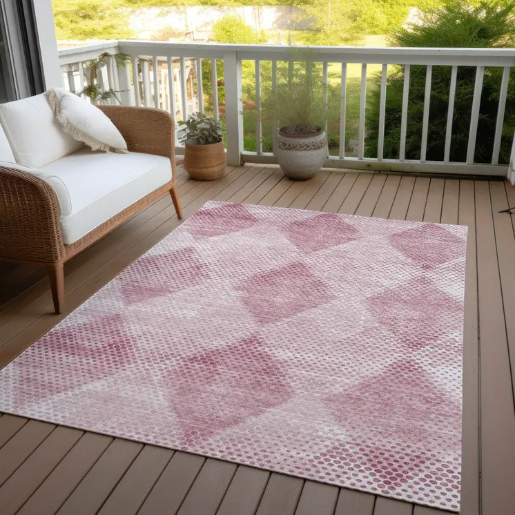 8' X 10' Merlot Geometric Washable Non Skid Indoor Outdoor Area Rug