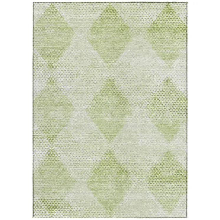 10' X 14' Mint Green Geometric Washable Non Skid Indoor Outdoor Area Rug