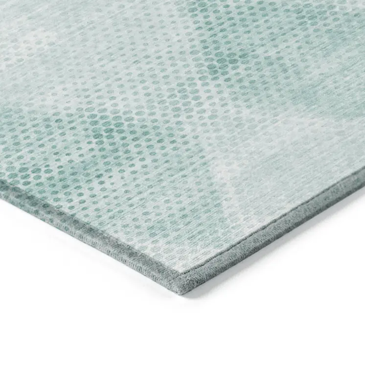 9' X 12' Teal Geometric Washable Non Skid Indoor Outdoor Area Rug
