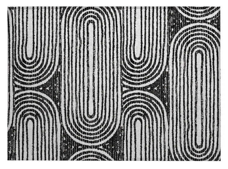 2' X 3' Black and White Abstract Washable Non Skid Indoor Outdoor Area Rug