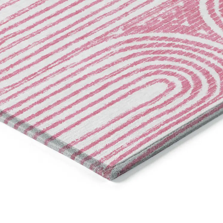 2' X 3' Blush Abstract Washable Non Skid Indoor Outdoor Area Rug