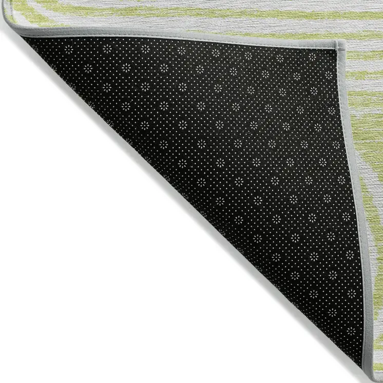 5' X 8' Green And White Abstract Washable Indoor Outdoor Area Rug