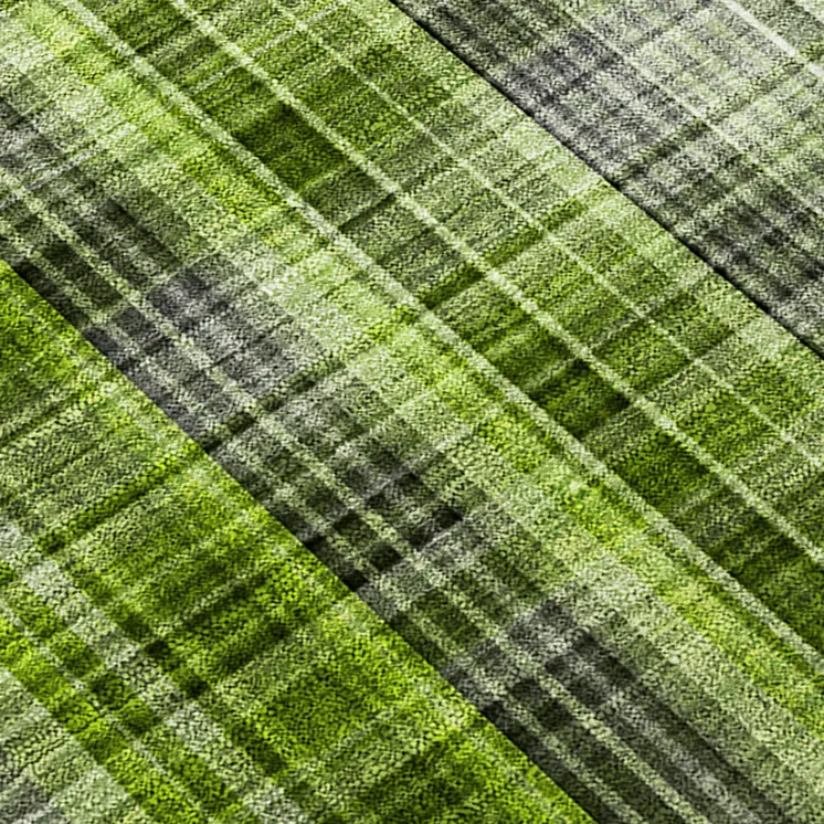 5' X 8' Green Plaid Washable Non Skid Indoor Outdoor Area Rug