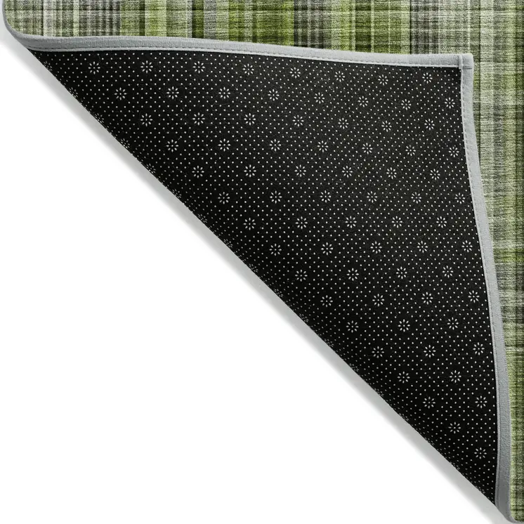 8' X 10' Green Plaid Washable Non Skid Indoor Outdoor Area Rug